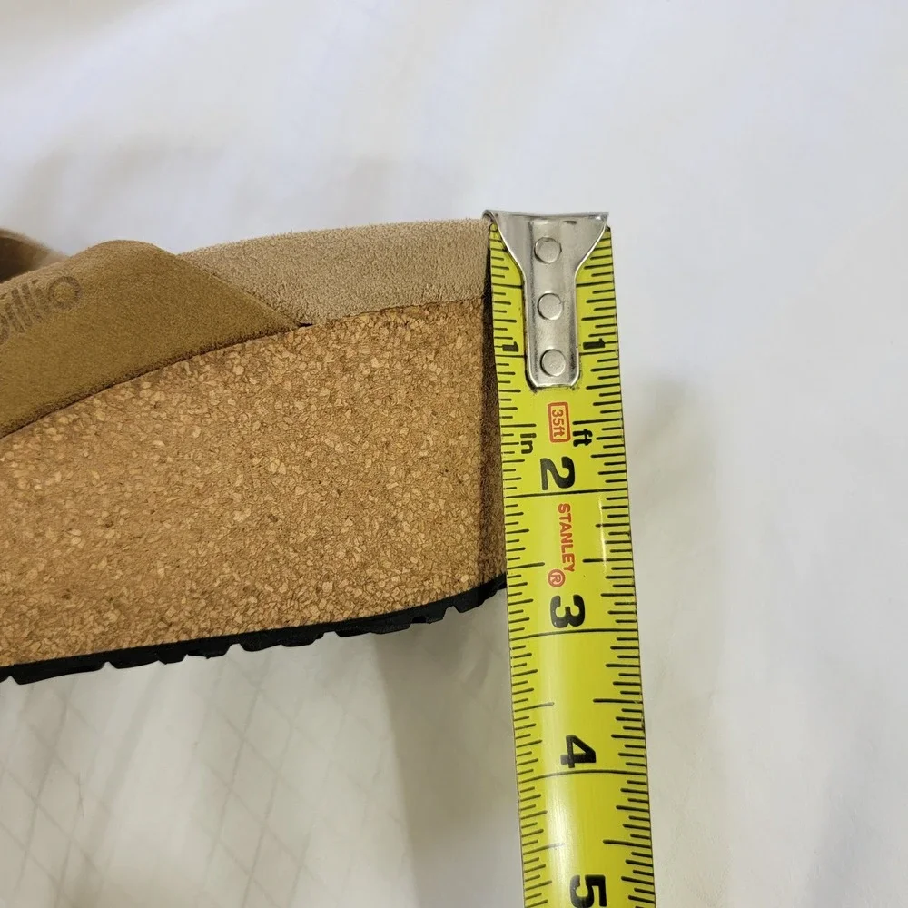 Papillio by Birkenstock Namica Suede Wedge Slide Sandals Brown 39 L8 M6 Portugal